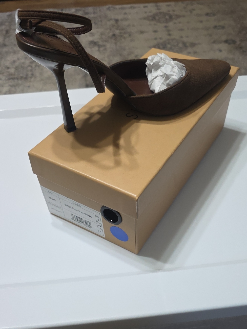 Pointed-Toe Brown Ankle-Strap Stiletto Heel